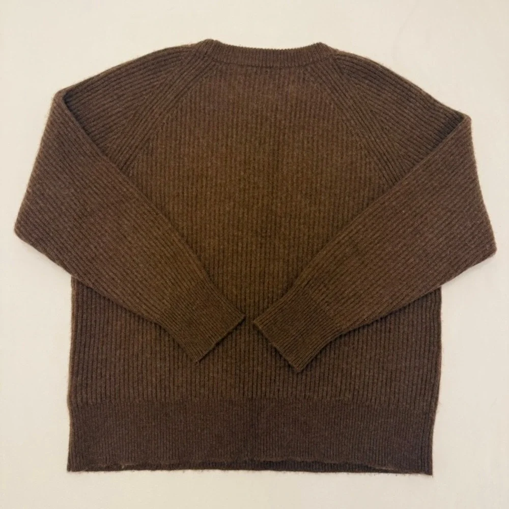 J.Crew Brown Hazelnut Ribbed 100% Cashmere Knit Sweater, Size M, MSRP $158